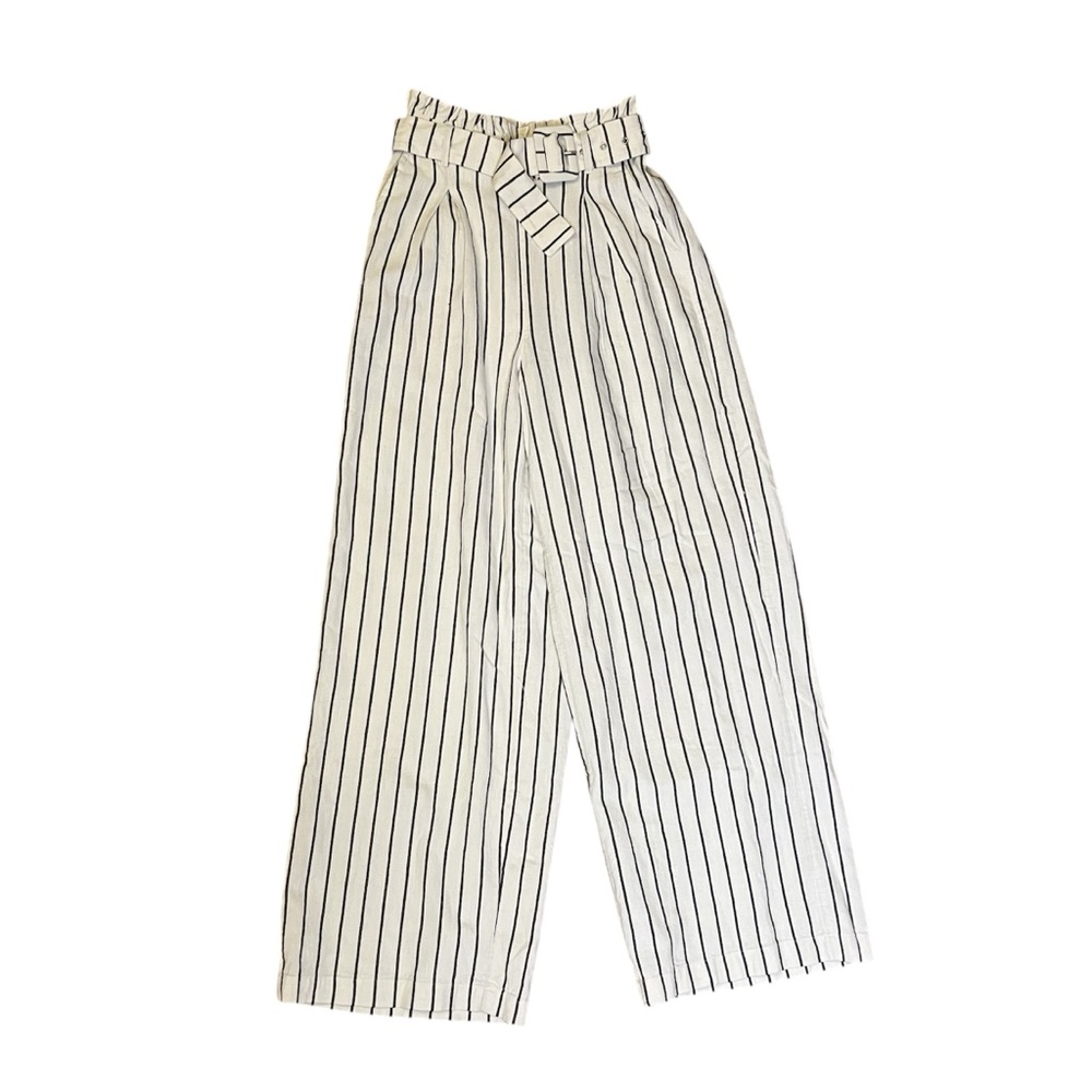 American Eagle Striped High Waisted Pants XXS Wide Leg Linen Blend Trousers
